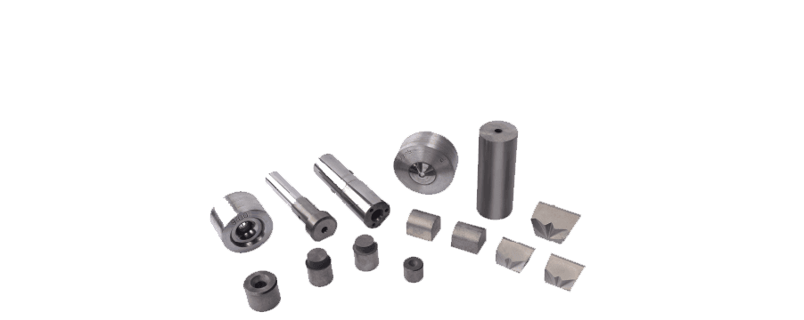 Tungsten carbide heading pellets, drawing dies and punches